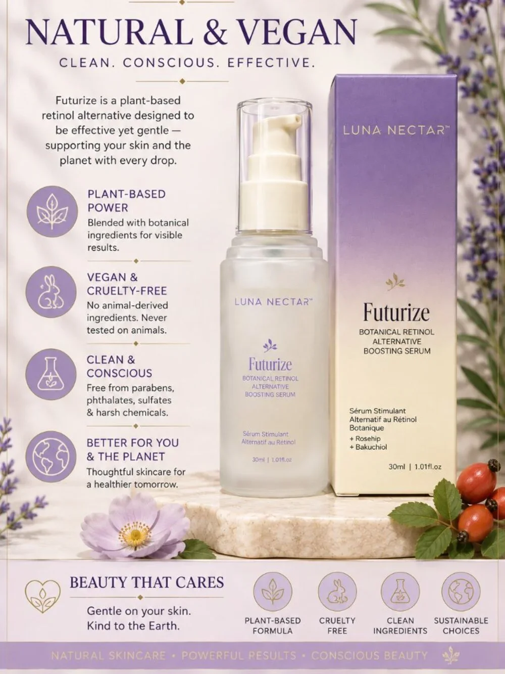 Luna Nectar Futurize Bakuchiol Botanical Retinol Alternative Serum 30mL